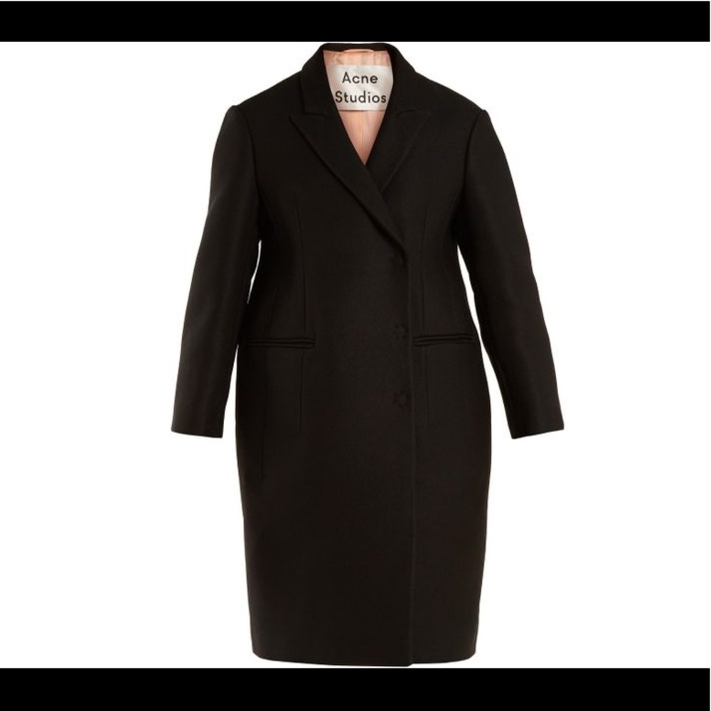Acne Studios Pink Silk Lined Black Coat - Picture 6 of 7